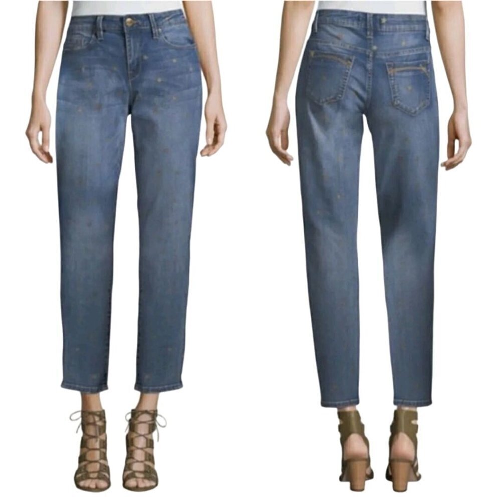 Nanette Lepore Thompson Boyfriend Gold Star Detail Jeans Size 12